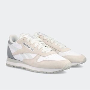 Reebok Classic Leather Sneakers Shoes Womens Size 7 White Double Grey NEW